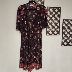 Maurices Bohemian Black Sheet Tie with Tassels Kimono Size L